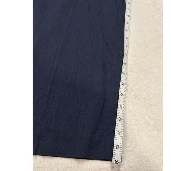 THEORY Navy Blue Wideleg Flare Linen Viscose Blend Cropped Pants Women's Size 6 - Picture 7 of 15